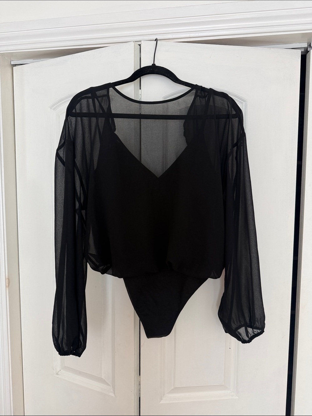 Wilfred Black Sheer Long-Sleeve Bodysuit